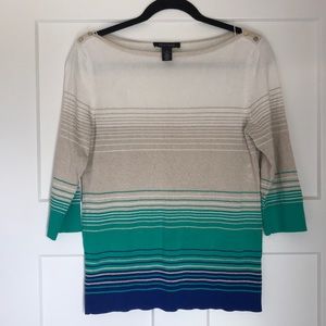 White House Black Market Boat-neck Striped Sweater